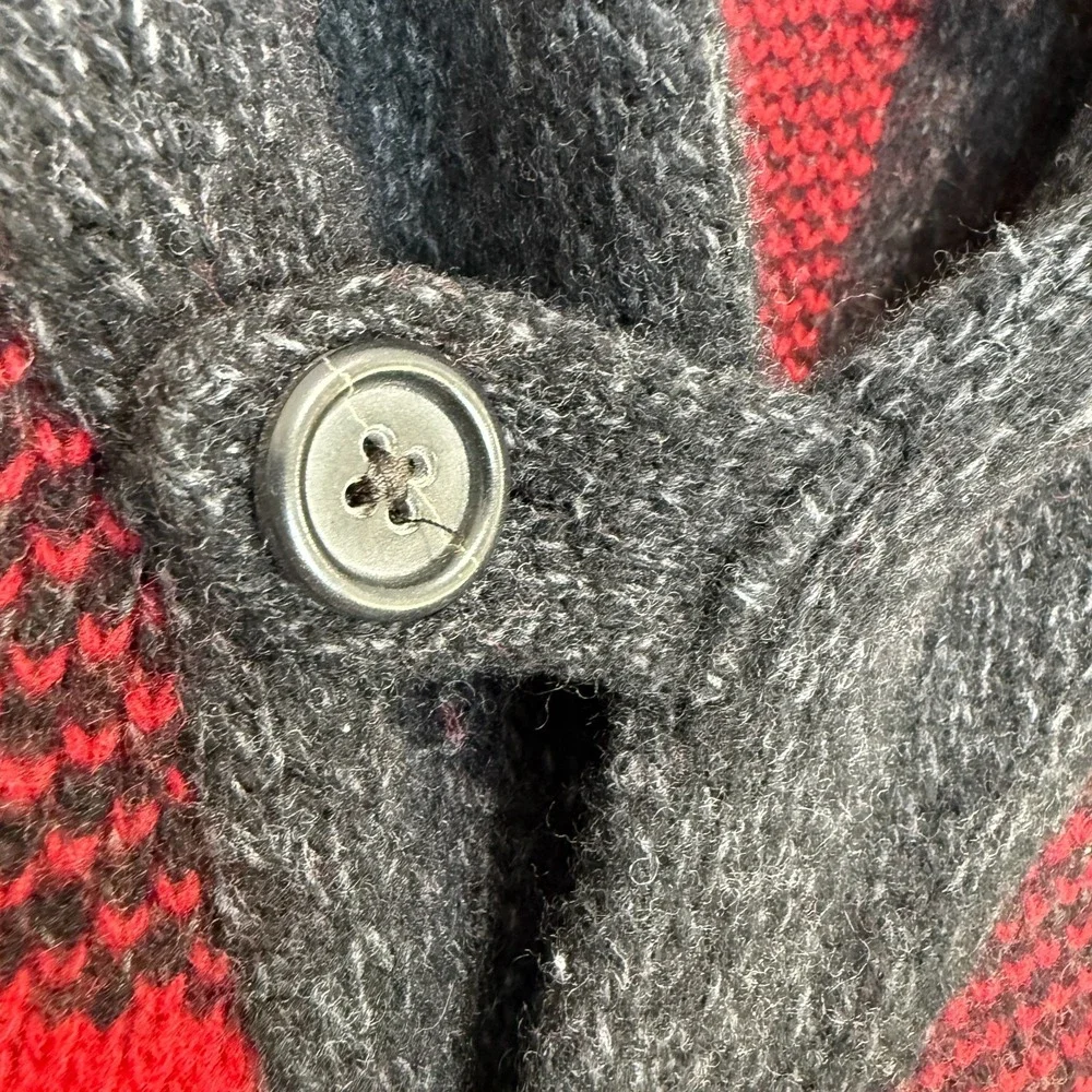 Banana‎ Republic Filpucci Merino Wool Buffalo Plaid Cardigan Mens XL Shawl Heavy
